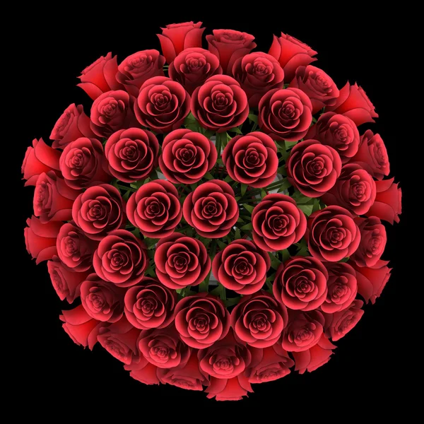 Buquê de vista superior de rosas vermelhas em vaso isolado em backgrou preto — Fotografia de Stock