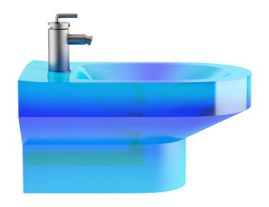 Beyaz arka plan üzerinde izole mavi cam bide