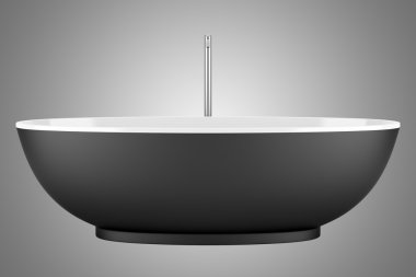 gri arka plan üzerinde izole modern siyah küvet