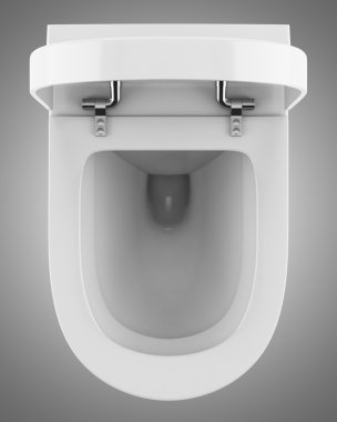 gri arka plan üzerinde izole modern klozet Üstten Görünüm