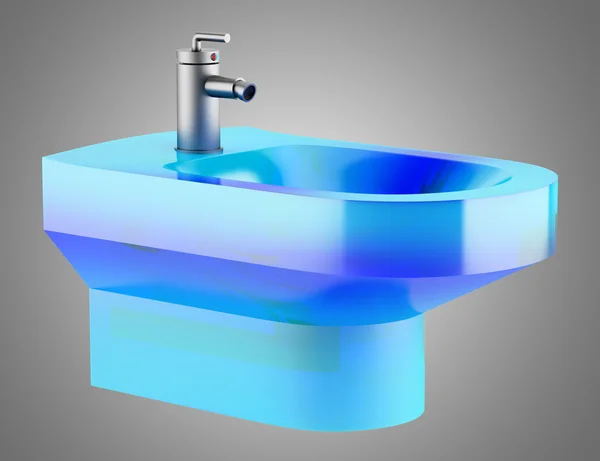 Bidet in vetro blu isolato su sfondo grigio — Foto Stock