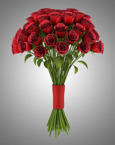 灰色の背景に分離された赤いバラの花束 — ストック写真