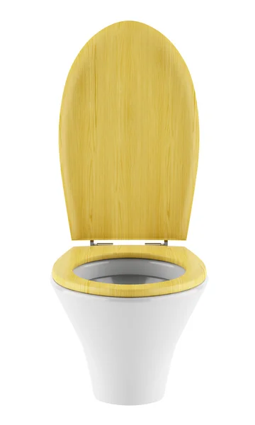 Enkele moderne wc-pot met houten dekken geïsoleerd op witte ba — Stockfoto