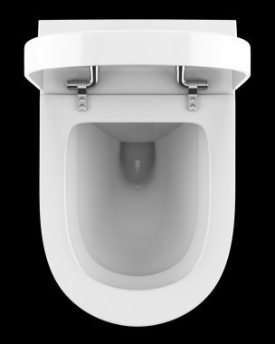 siyah arka plan üzerine izole modern klozet Üstten Görünüm