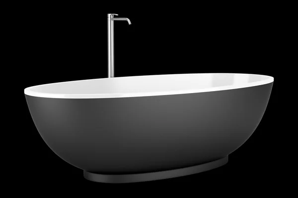 Modern black bathtub isolated on black background — Stock Photo, Image