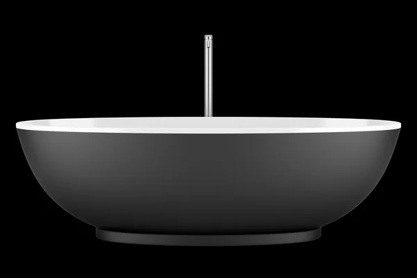 现代隔绝在黑色背景上的黑色浴缸 — 图库照片