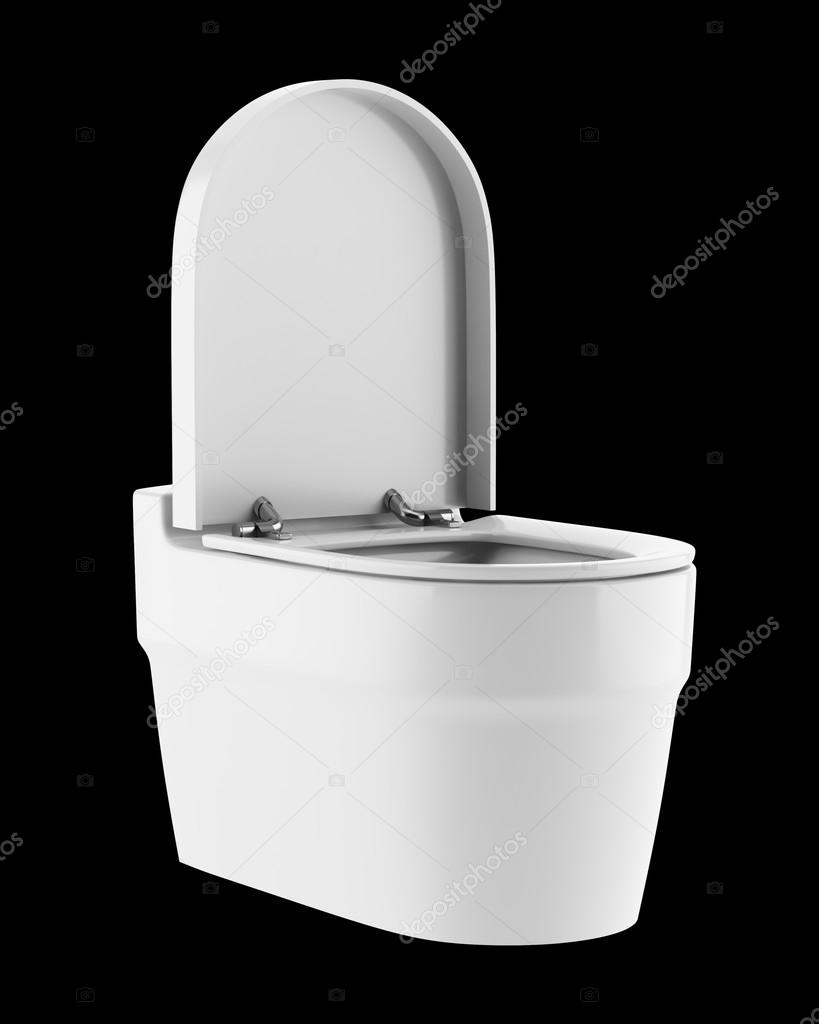 Single Modern Toilet Bowl Isolated On Black Background — Stock - Single Modern Toilet Bowl Isolated On Black Background — Stock Photo single modern toilet bowl isolated on black background — stock - single modern toilet bowl isolated on black background — stock photo