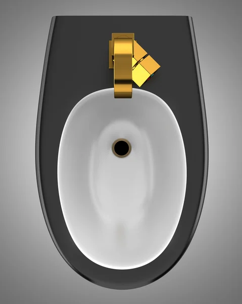 Top view of black bidet isolated on gray background — Stock Photo, Image