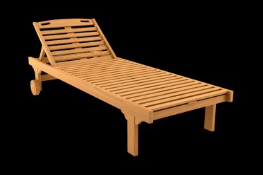 siyah arka plan üzerine izole ahşap plaj sandalyesi