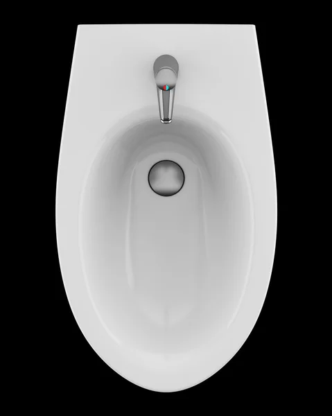 Ansicht von oben Keramik-Bidet isoliert auf schwarzem Hintergrund — Stockfoto