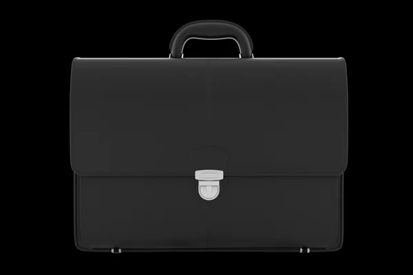 Black leather briefcase isolated on black background — Stock Photo, Image