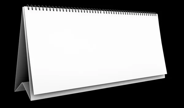 孤立在黑色背景上的空白桌面日历 — 图库照片