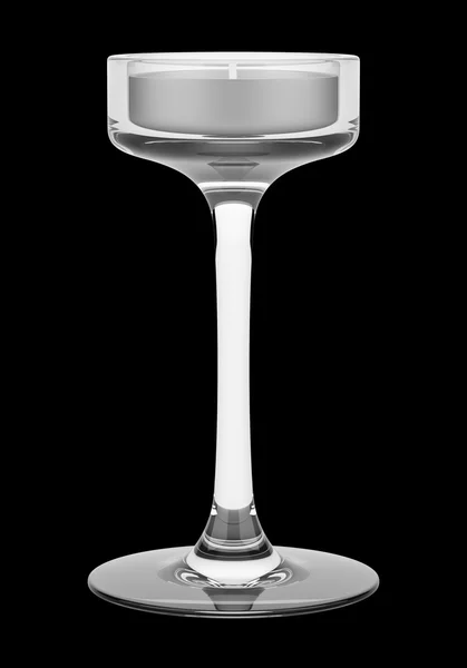 Een glas Kandelaar incl. kaars geïsoleerd op zwarte achtergrond — Stockfoto
