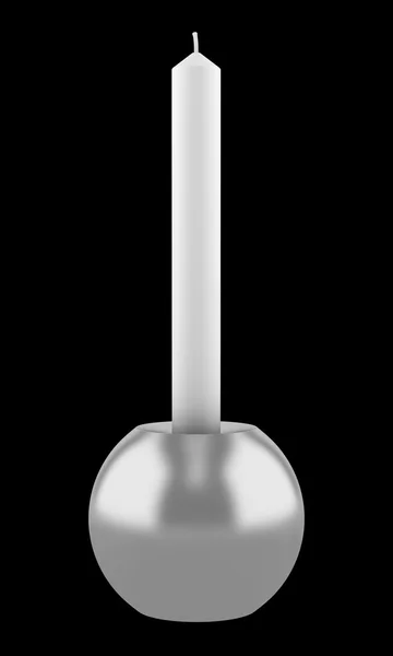 Um castiçal redondo moderno com vela isolada no backg preto — Fotografia de Stock
