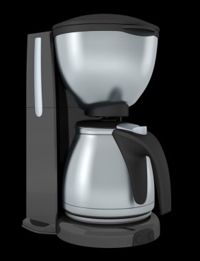 siyah arka plan üzerine izole kahve makinesi