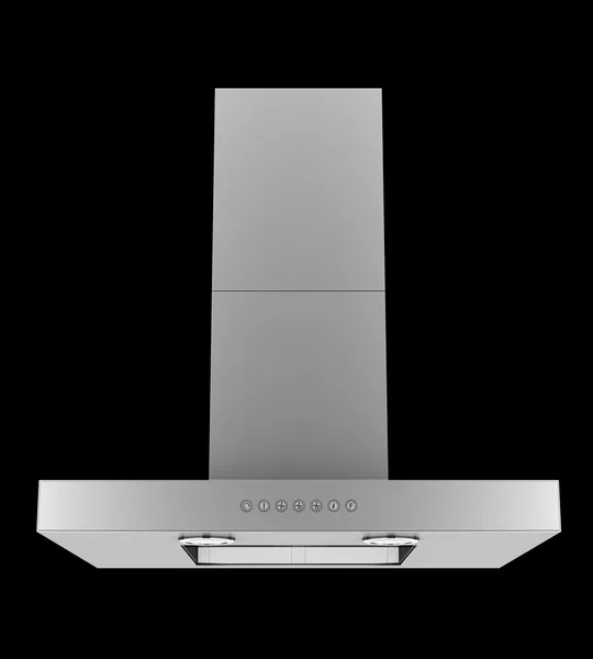 Modern metallic cooker hood isolated on black background — Stock Photo, Image