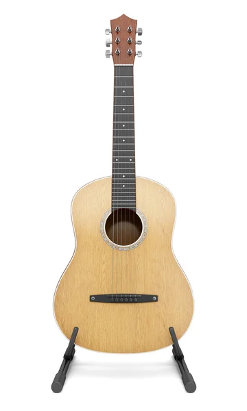Beyaz arka plan üzerinde izole stand akustik gitar — Stok fotoğraf