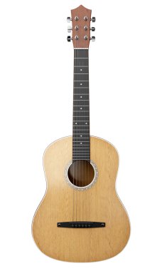 beyaz arkaplanda izole edilmiş akustik gitar