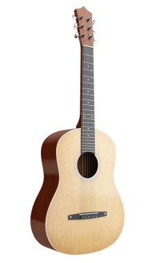 beyaz arkaplanda izole edilmiş akustik gitar