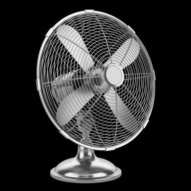siyah arka plan üzerine izole modern metal vantilatör