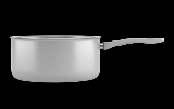 Single gray cooking pot isolated on black background — Stock Photo, Image