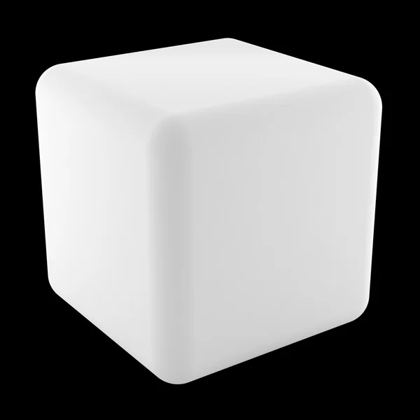 Чистый белый куб изолирован на черном фоне — стоковое фото