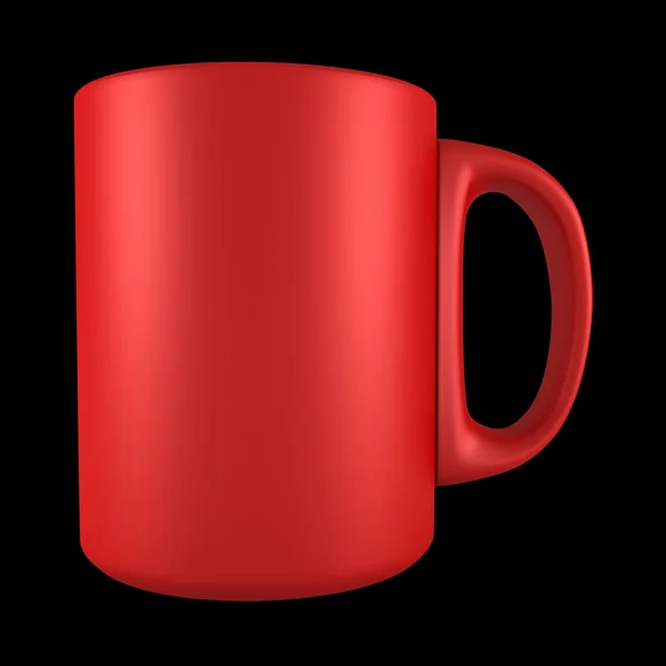 Czerwony ceramiczny kubek na białym tle na czarnym tle — Zdjęcie stockowe