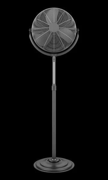 Siyah arka plan üzerine izole modern elektrikli siyah zemin fan — Stok fotoğraf