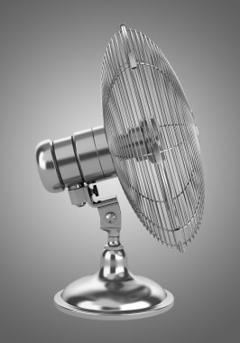 gri arka plan üzerinde izole modern metal vantilatör