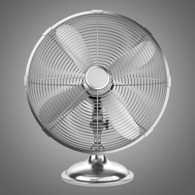 gri arka plan üzerinde izole modern metal vantilatör