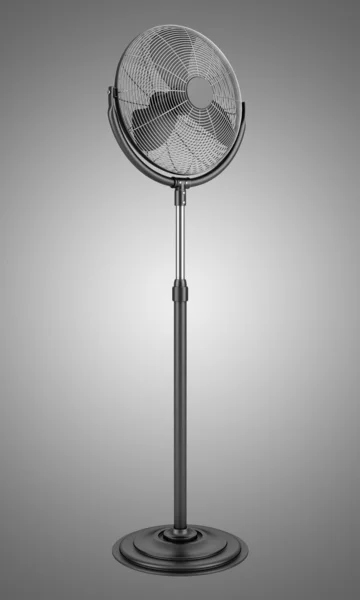 Modern electric black floor fan isolated on gray background — Stock Photo, Image