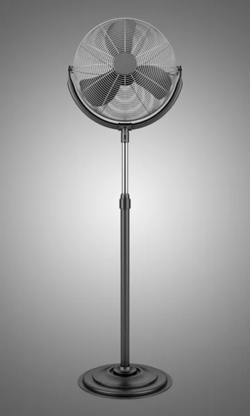 Modern electric black floor fan isolated on gray background — Stock Photo, Image