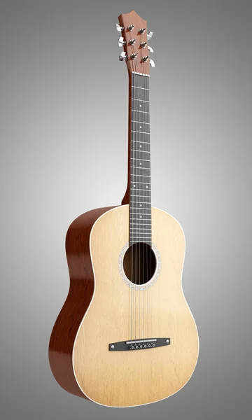Akustická kytara izolovaných na šedém pozadí — Stock fotografie