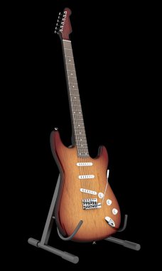 elektro gitar siyah arka plan üzerine izole stand