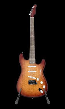 elektro gitar siyah arka plan üzerine izole stand