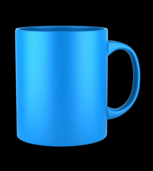 Niebieski ceramiczny kubek na białym tle na czarnym tle — Zdjęcie stockowe