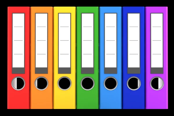 Rainbow color file folders isolated on black background — Stock Photo, Image