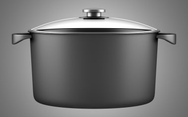 tek siyah gri arka plan üzerinde izole tava pişirme