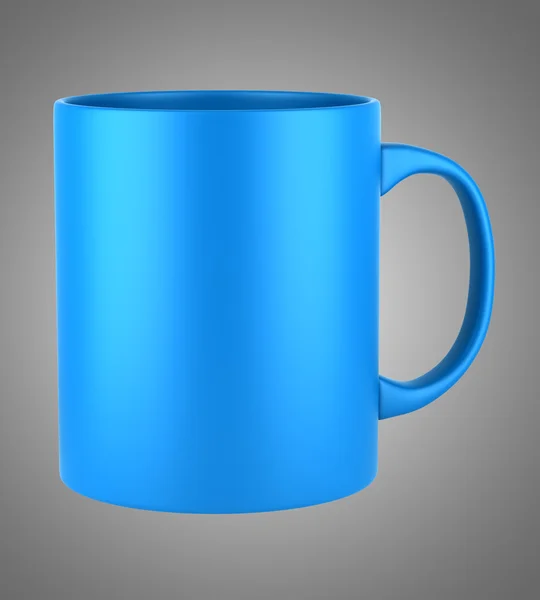 Taza de cerámica azul aislada sobre fondo gris — Foto de Stock