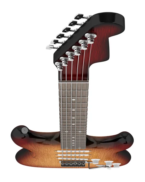 Vista superior de la guitarra eléctrica aislada sobre fondo blanco —  Fotos de Stock