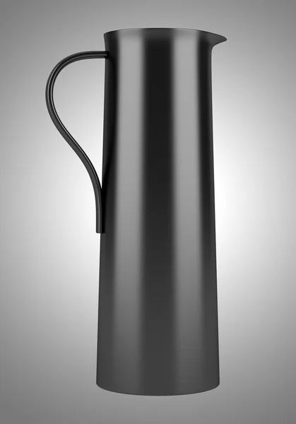 Modern black ceramic jug isolated on gray background — Stock Photo, Image