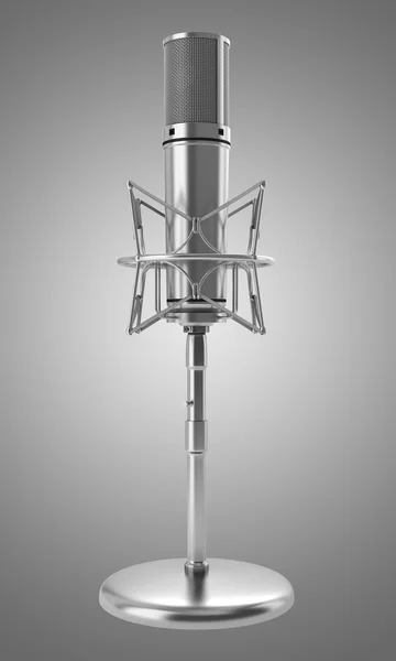 Studio microphone on stand isolated on gray background — Stock Photo, Image