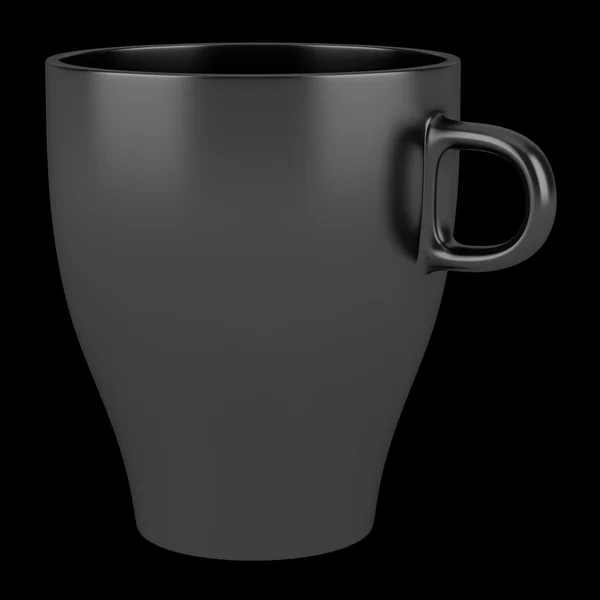 Black ceramic cup isolated on black background — Stock Photo, Image