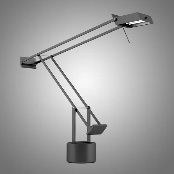 Lampy nowoczesne biurko czarne na białym tle na szarym tle — Zdjęcie stockowe