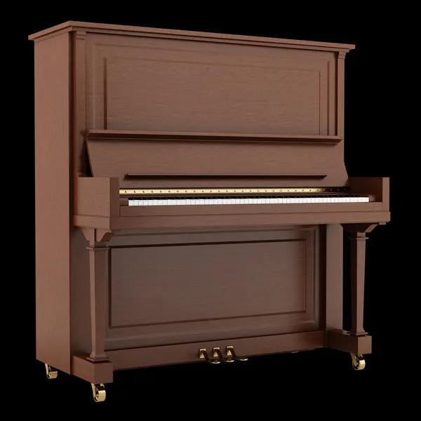 Brun piano isolerad på svart bakgrund — Stockfoto