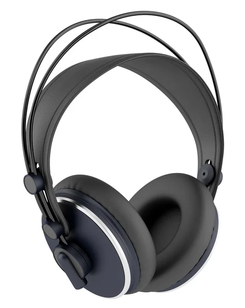 Black wireless headphones isolated on white background — Stock Photo, Image