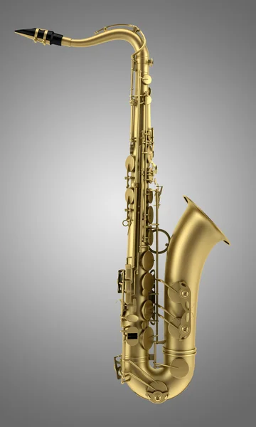 Tenor saxofon izolovaných na šedém pozadí — Stock fotografie