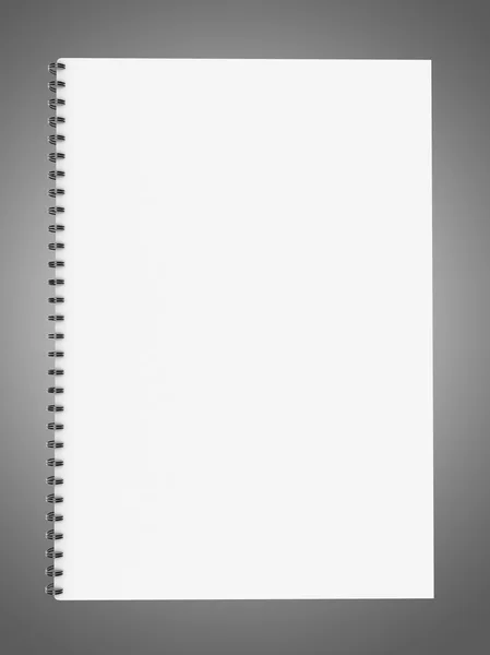 Notebook em branco isolado no fundo cinza — Fotografia de Stock