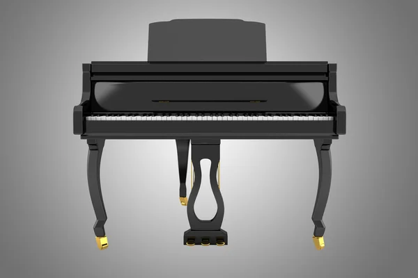 Piano à queue noir isolé sur fond gris — Photo