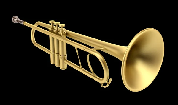 Brass trumpet isolated on black background — Stock Photo, Image